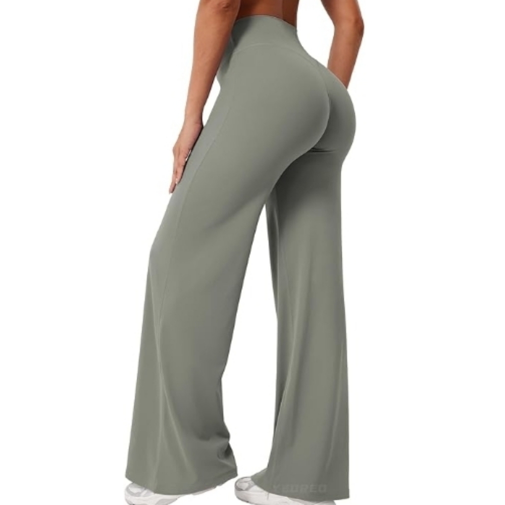 Workout No Front Seam Straight Leggings High Waist Gray